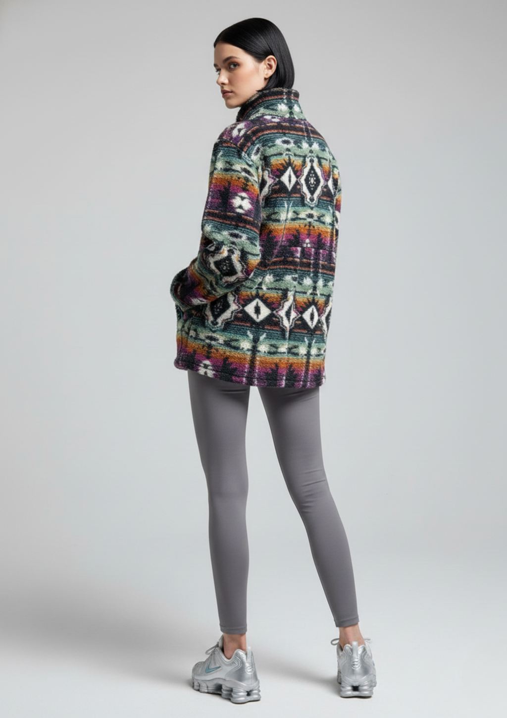 The Trek fleece in Rainbow Aztec