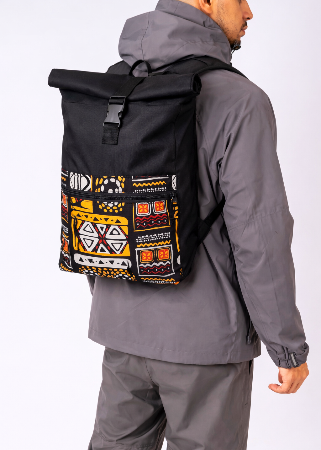 BLACK waterproof backpack with a color touch